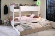 Salto Køyeseng for 3 Personer med Uttrekkbar Gjesteseng 90x200 – Hvit/Natur fra drommerom.no